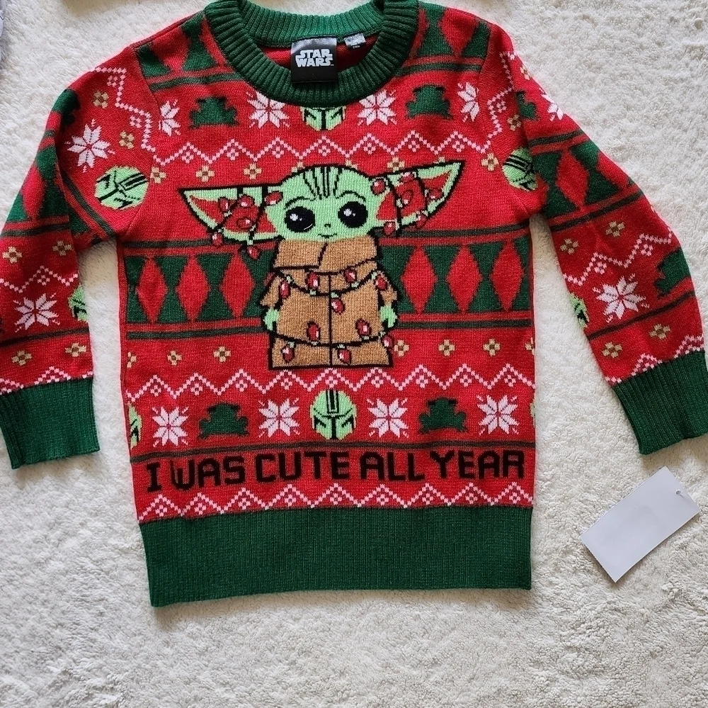 NEW Star Wars Baby Yoda toddler boy / girl Christmas ugly sweater and outfit set